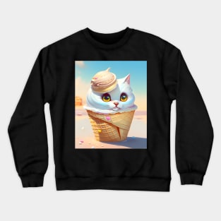 Adorable Cat Illustration - Modern Digital Art Crewneck Sweatshirt